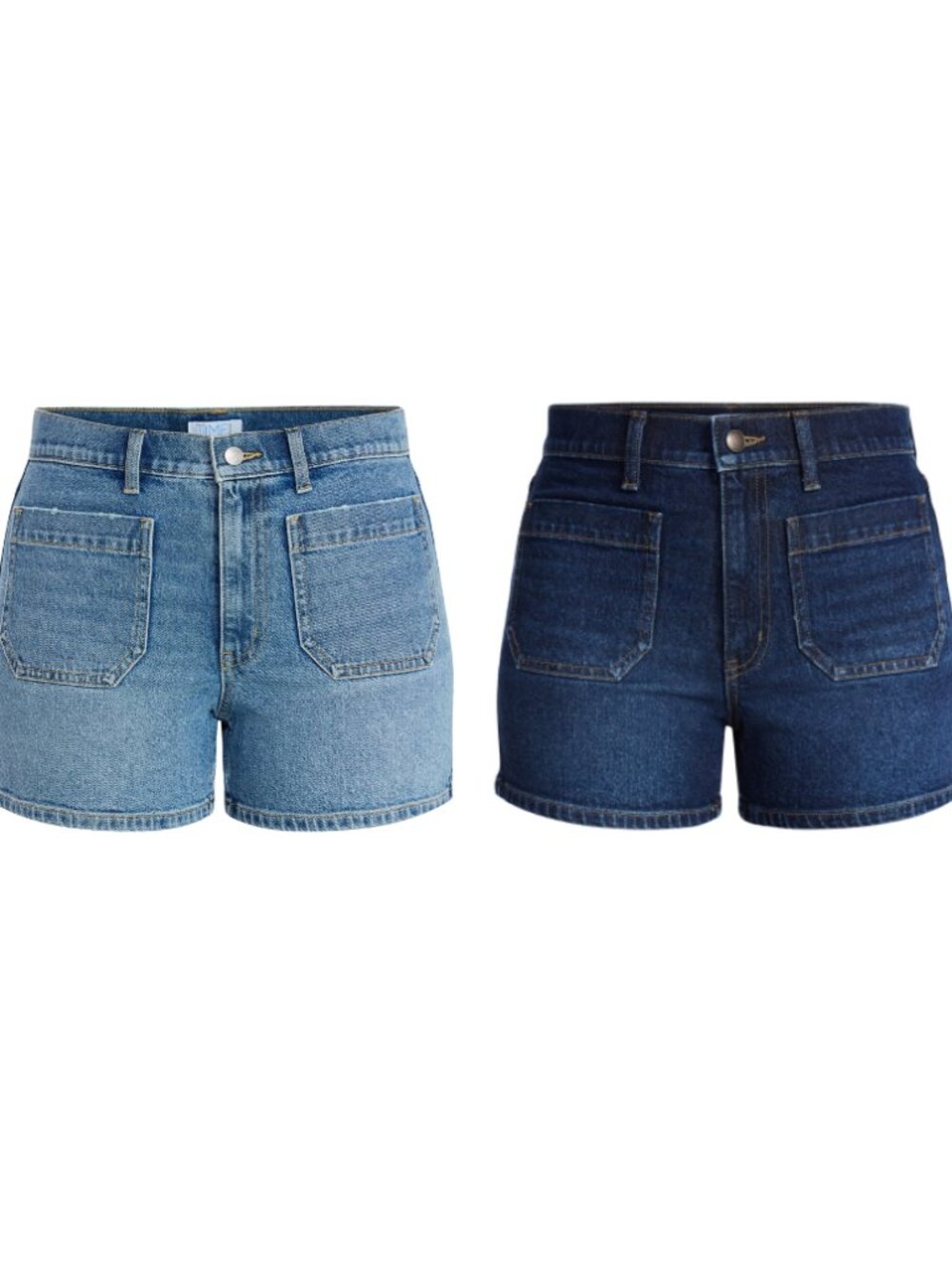 Time and Tru Women's High Rise Patch Pocket Denim Shorts, Medium & Dark Wash, 20